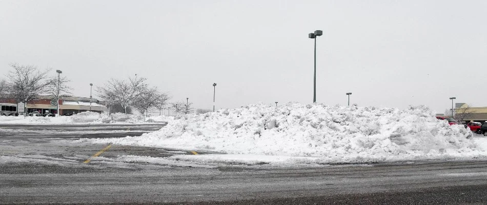Pile of snow in a parking lot in Louisville, KY.