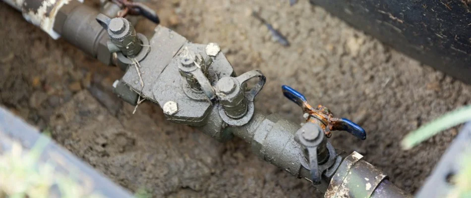 Backflow preventer of irrigation system in Louisville, KY.