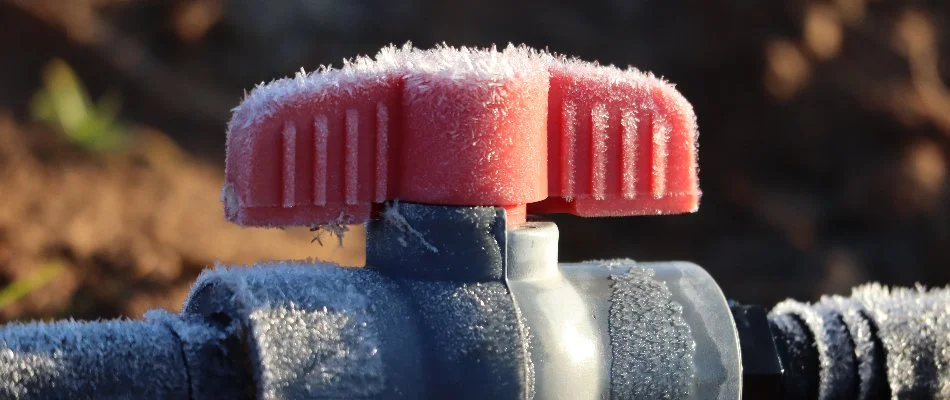 Frost on irrigation pipe in Louisville, KY.