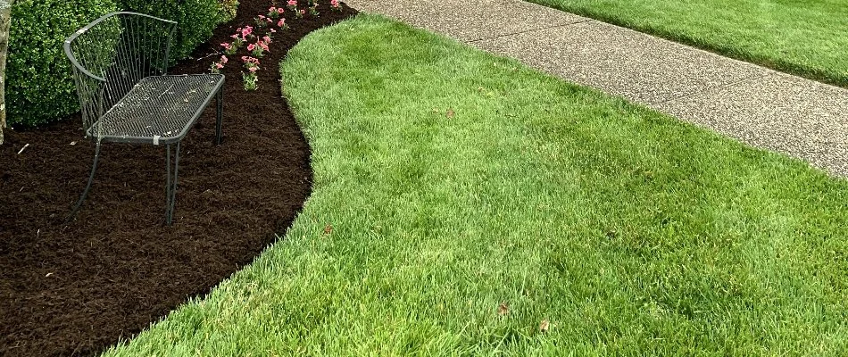 Healthy front lawn at a home in Northfield, KY.