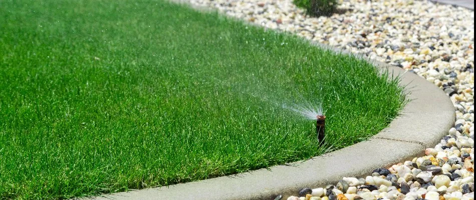 Irrigation system watering a lawn in Louisville, KY.