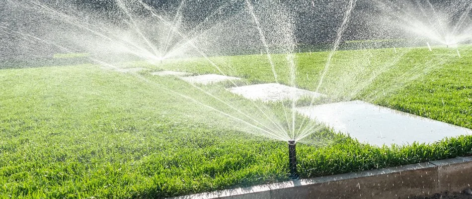 Lawn in Beechwood Village, KY, with several sprinkler heads.