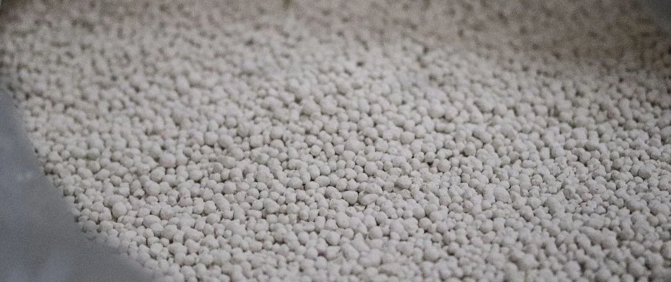 Lime granules for a lawn in Louisville, KY.