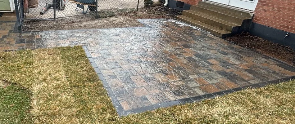 Backyard in Oak Park, IN, with a new patio.