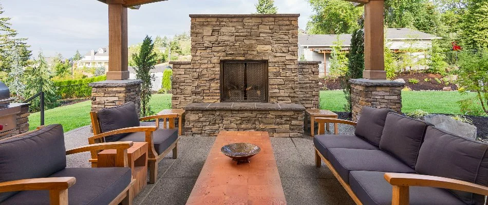 Outdoor fireplace on a property in Louisville, KY.