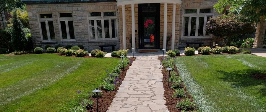 Illuminated walkway in Louisville, KY.